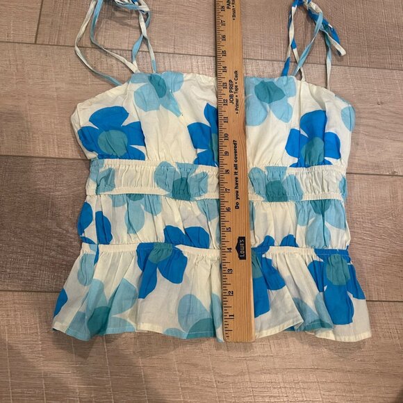 ALTAR'D STATE JUNIOR WOMENS BLUE FLORAL SPAGHETTI STRAP SHIRT SMALL - Picture 3 of 7